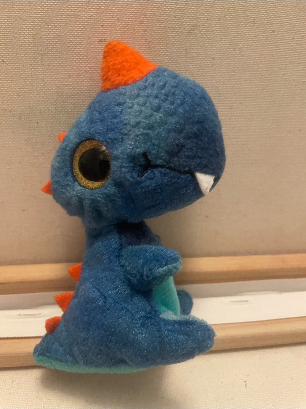 Blue Plush Dinosaur Toy with Orange Spikes small cute